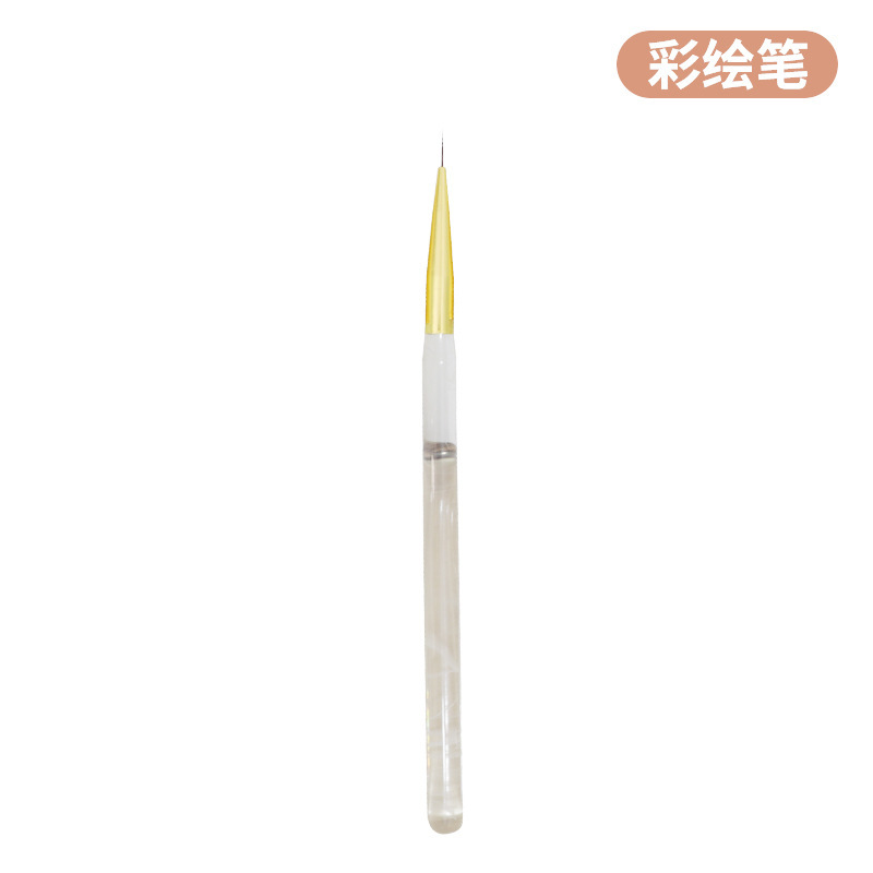 亚马逊批发亚克力美甲工具套装透明金色彩绘平头光疗笔画花美甲笔|undefined