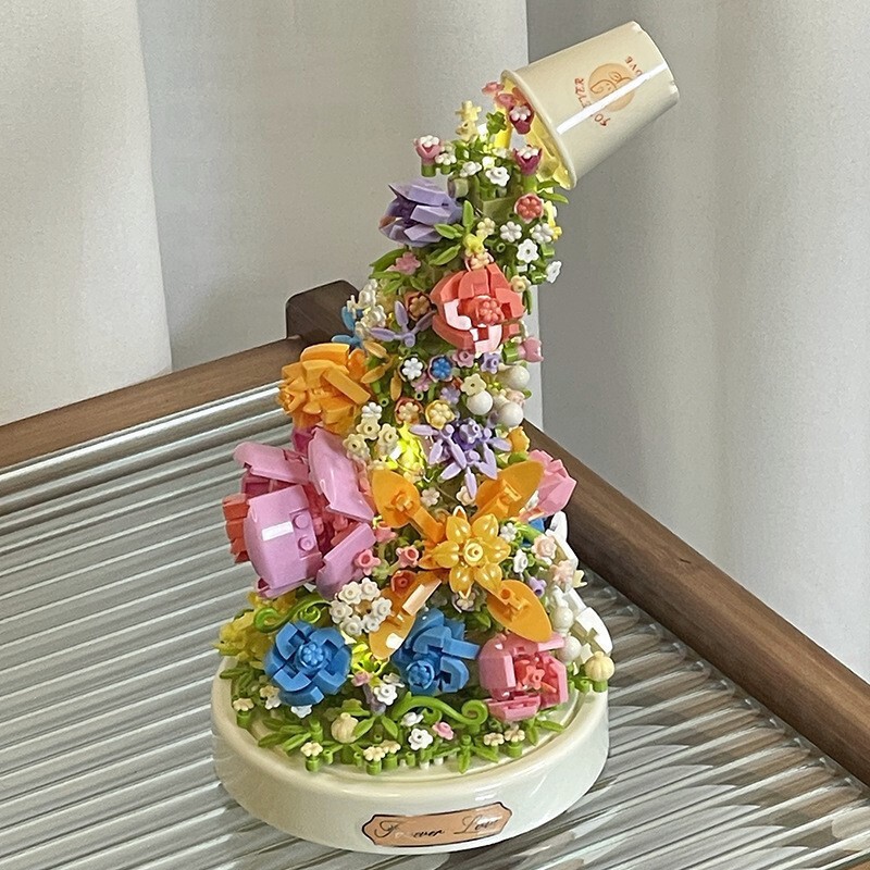 积木花拼装玫瑰花八音盒永生花玩具女孩系列新款七夕礼物缘亿批发|undefined