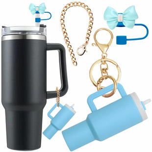 Amazon Stanley Cup Accessories Bowknot Straw Cap Hot Sale Outdoor Sports Thermos Cup Keychain Pendant