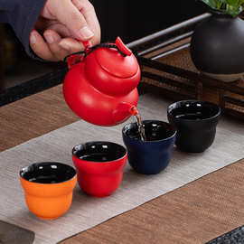 复古红色葫芦茶杯主人杯陶瓷品茗杯功夫茶具单杯个人专用喝茶杯子