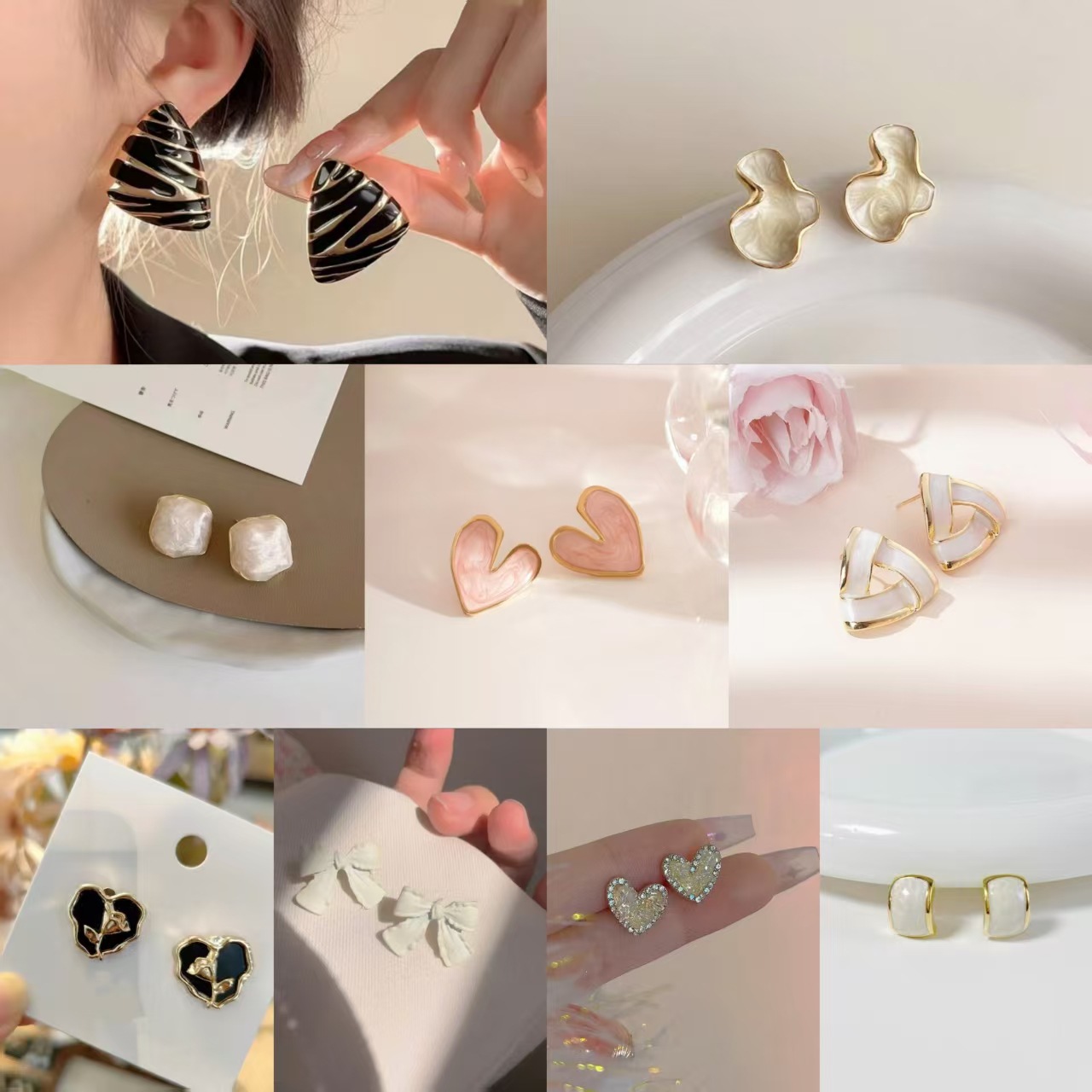 Simple French-Style Oil Drop Earrings, Retro and Sweet New Trendy Light Luxury Personality Earrings, Versatile and Stylish Design Earrings