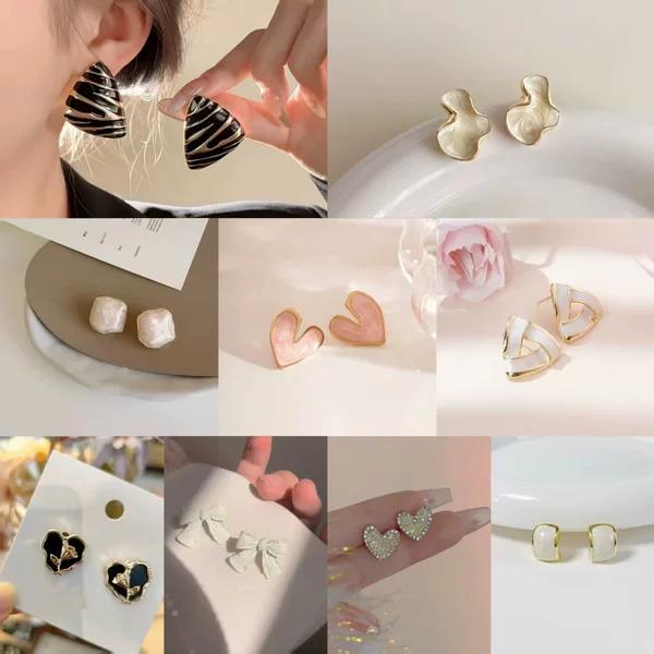 Simple French-Style Oil Drop Earrings, Retro and Sweet New Trendy Light Luxury Personality Earrings, Versatile and Stylish Design Earrings