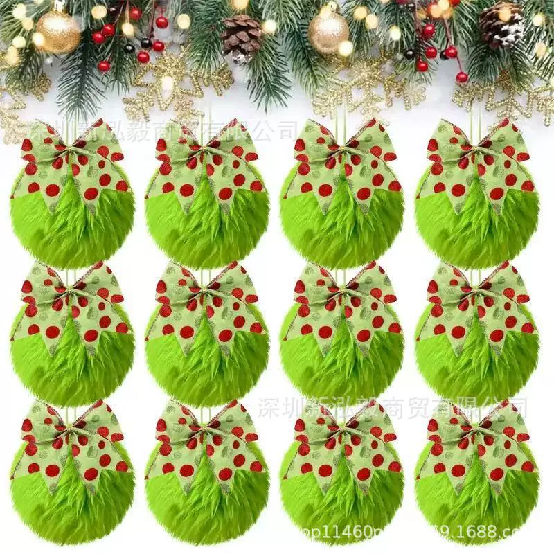 Лаймово-зеленые пушистые рождественские шары, рождественские зеленые мягкие шары, подвесные украшения, украшения для рождественской елки, подарки для вечеринок