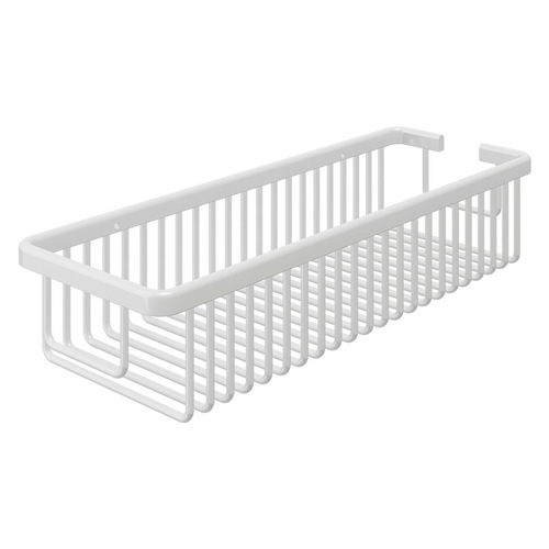 Aluminum No-Drill Bathroom Shelf, Wall-Mounted Mesh Basket for Bath Products, White, Shower Bathroom Storage Rack
