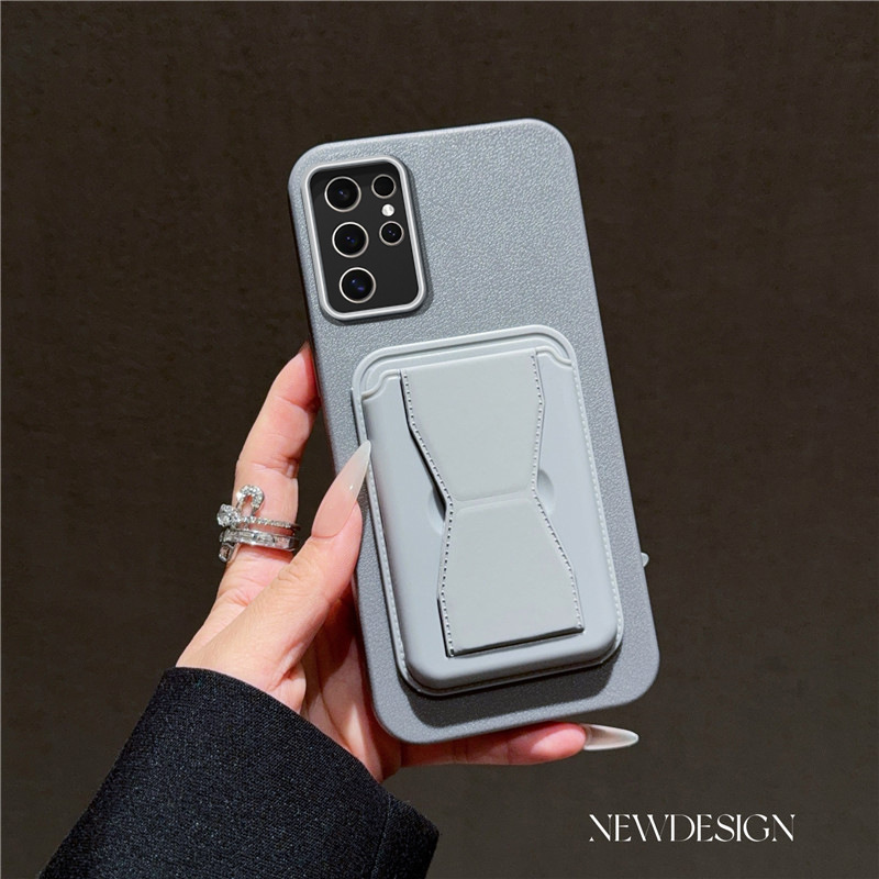 素皮灰色+灰色插卡支架-