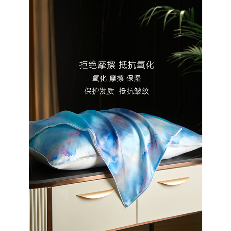 真丝枕套一对装40姆米天丝桑蚕丝丝绸48x74cm冰丝单个枕头套印花|undefined
