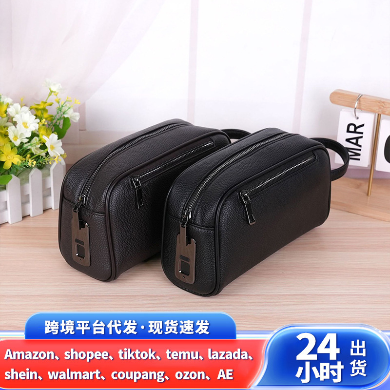 Cross-Border New Men's Clutch Bag Password Lock Large Capacity Business Casual Handbag Soft Leather Multi-Pocket Clutch for Men