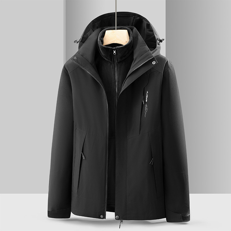 Chaqueta de pareja al aire libre de los hombres y las mujeres forrado de lana tres en uno desmontable de dos piezas a prueba de frío traje de Montañismo