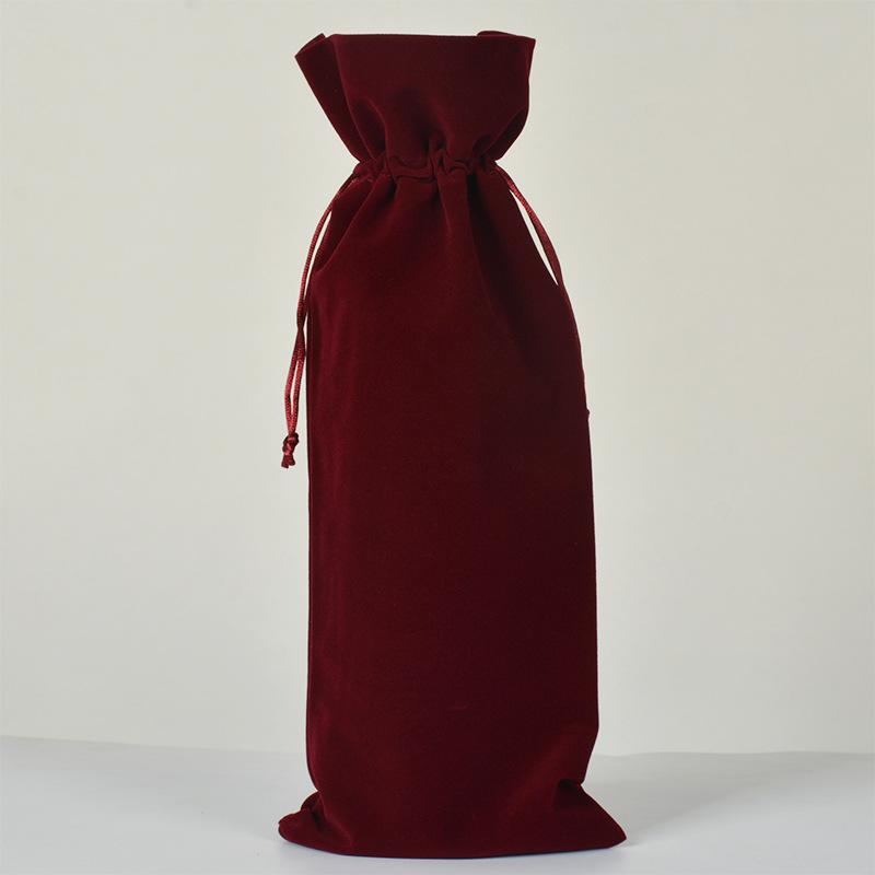Venta directa de fábrica de franela bolsa de vino tinto cata a ciegas de vino tinto bolsa de regalo de vino bolsa de botella de vino con cordón