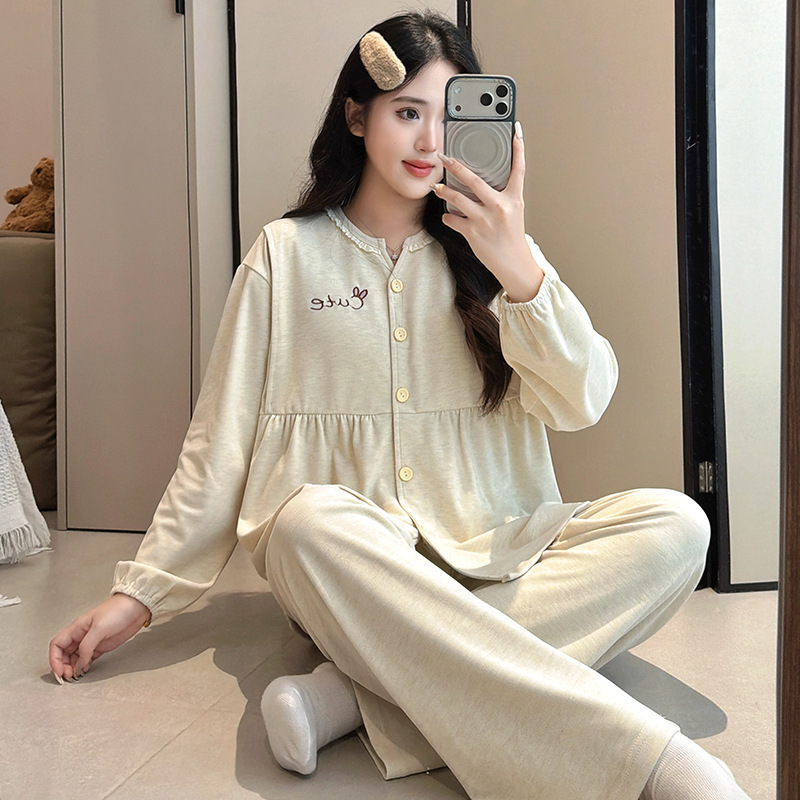 2026 DeRong Soft Maternity Pajamas for Autumn and Winter, Postpartum Warm Breastfeeding Sleepwear for Pregnant Women, Plus Size Maternity Homewear 2026 DeRong Soft Maternity Pajamas for Autumn and Winter, Postpartum Warm Breastfeeding Sleepwear for Pregnant Women, Plus Size Maternity Homewear