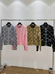 Nanyou Top Version New Stereo Double g Letter Towel Embroidered Jacquard Letter Knitwear Long-Sleeved Cardigan Elegant High Version