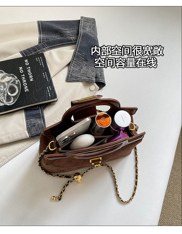 Túi đeo chéo nữ da lộn , kiểu dáng thanh lịch, có thể đeo vai hoặc xách tay — màu cà phê, màu kaki, màu nâu, nâu sẫm chi tiết 6