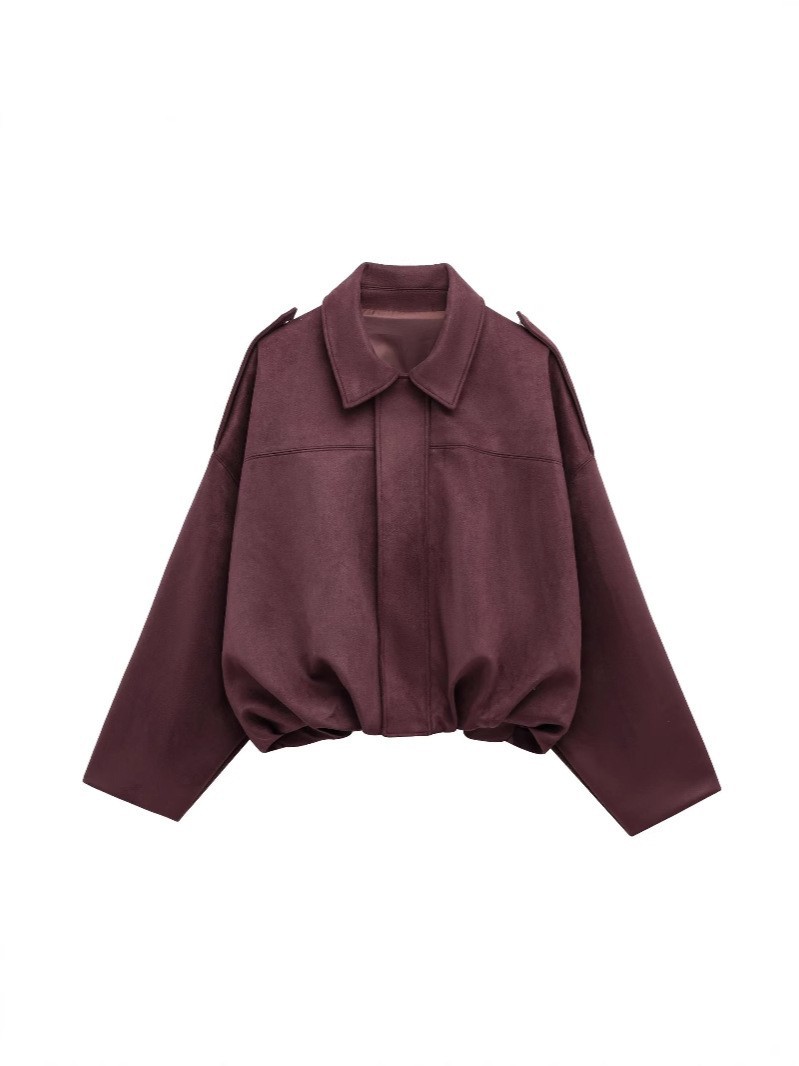 2025春の新型女装ファッションは、ベルベットの質感の高級感のあるパイロットジャケットを着ている