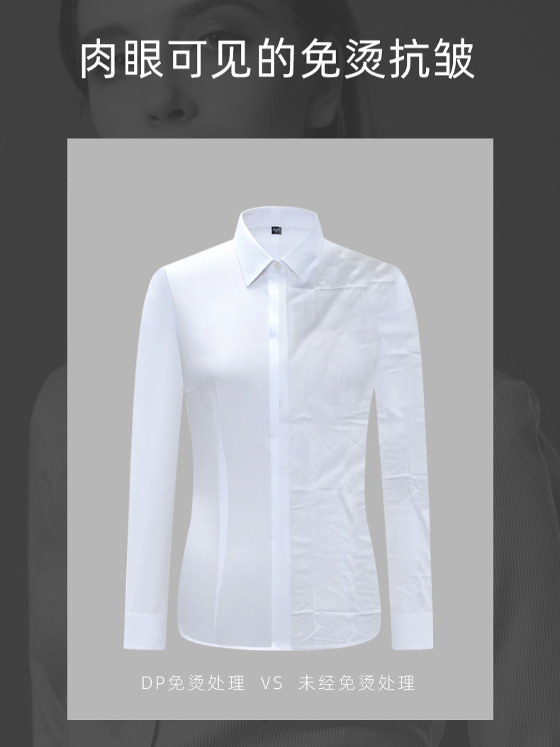 Camisas personalizadas damas de alta calidad de algodón DP prendas de vestir de mangas cortas sin quemar ropa de trabajo de negocios de algodón blanco camisa
