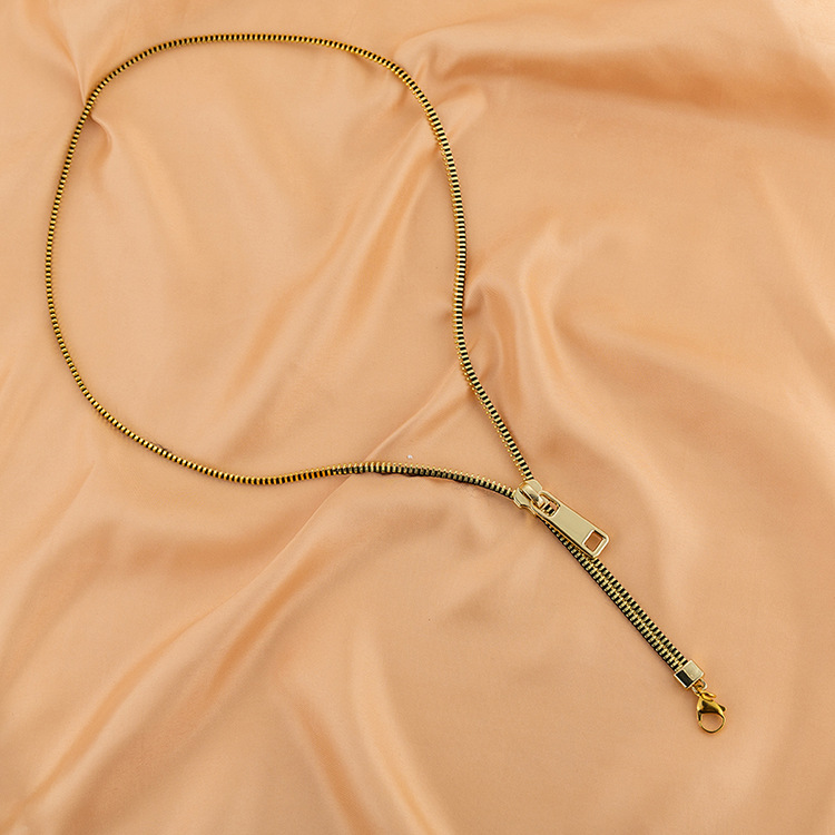 Fashion Zipper Titanium Steel Plating Sweater Chain 1 Piece