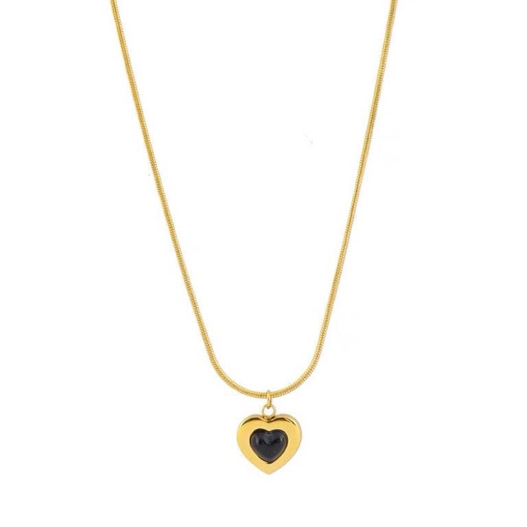 Daily Occasion Titanium Steel Material Titanium Steel Lady Plating Heart Shape Necklace Ear Studs