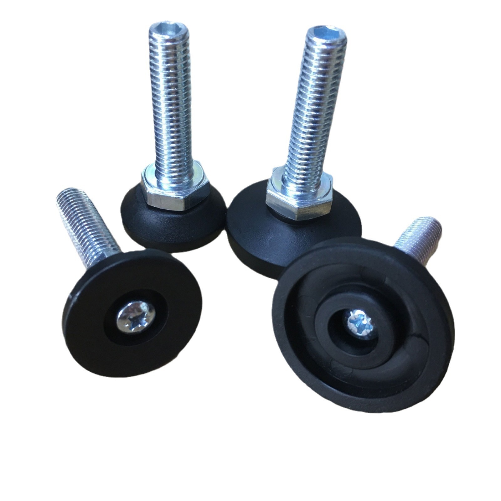 Pequeño al por mayor chasis móvil giratorio hexagonal Pie ajustable sofá pie estera mesa y silla muebles Pie ajustable