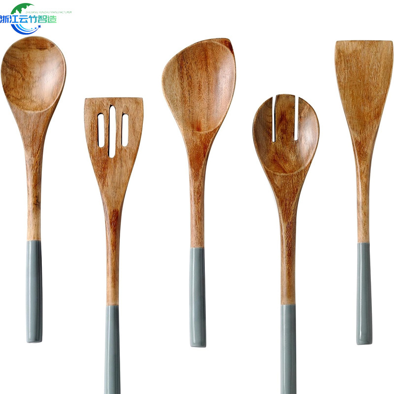 Amazon popular cuchara de madera cocina traje moderno simple antiadherente utensilios de cocina cinco pala herramienta Color opcional
