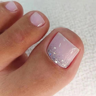 Solid color elegant natural glitter foot fake nails summer foot beauty essential foot wear nail piece