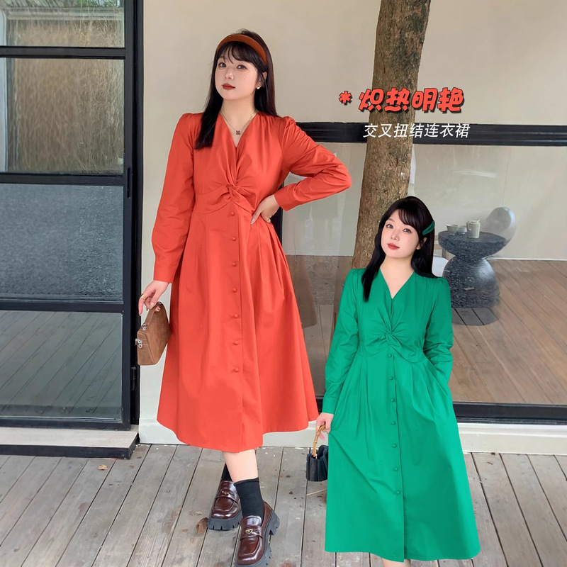 Beautiful Price K2822 Plus Size Dress Autum New Design Cotton Fat Girl Clothes Plus Size Women's Clothing