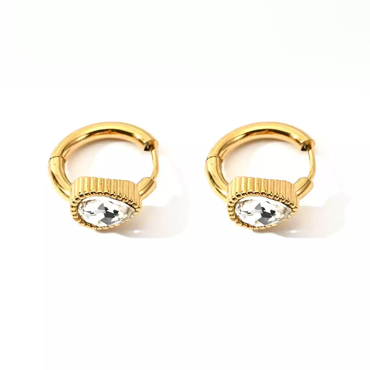 Retro Luxury Geometric Zircon Earrings Stainless Steel 18K Gold Plated Women's Wholesale detail image 8