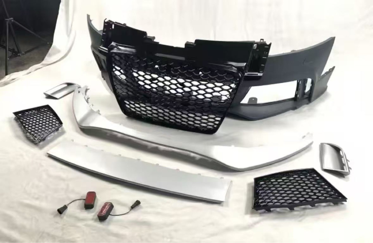 Suitable for 08-14 Audi Tt Modified and Upgraded Ttrs Large Surround Front Bumper Grille License Plate Holder