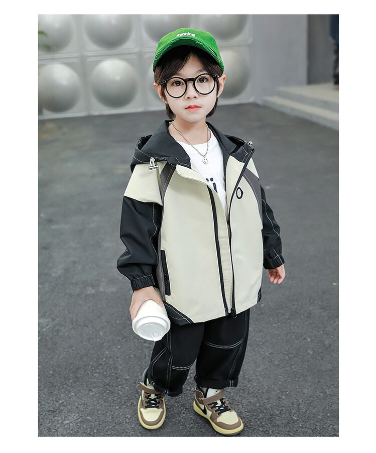 Cappotto con cappuccio colorato ricamato 2023 primavera e autunno nuovi vestiti per ragazzi Pi Shuai per bambini_voghion.com