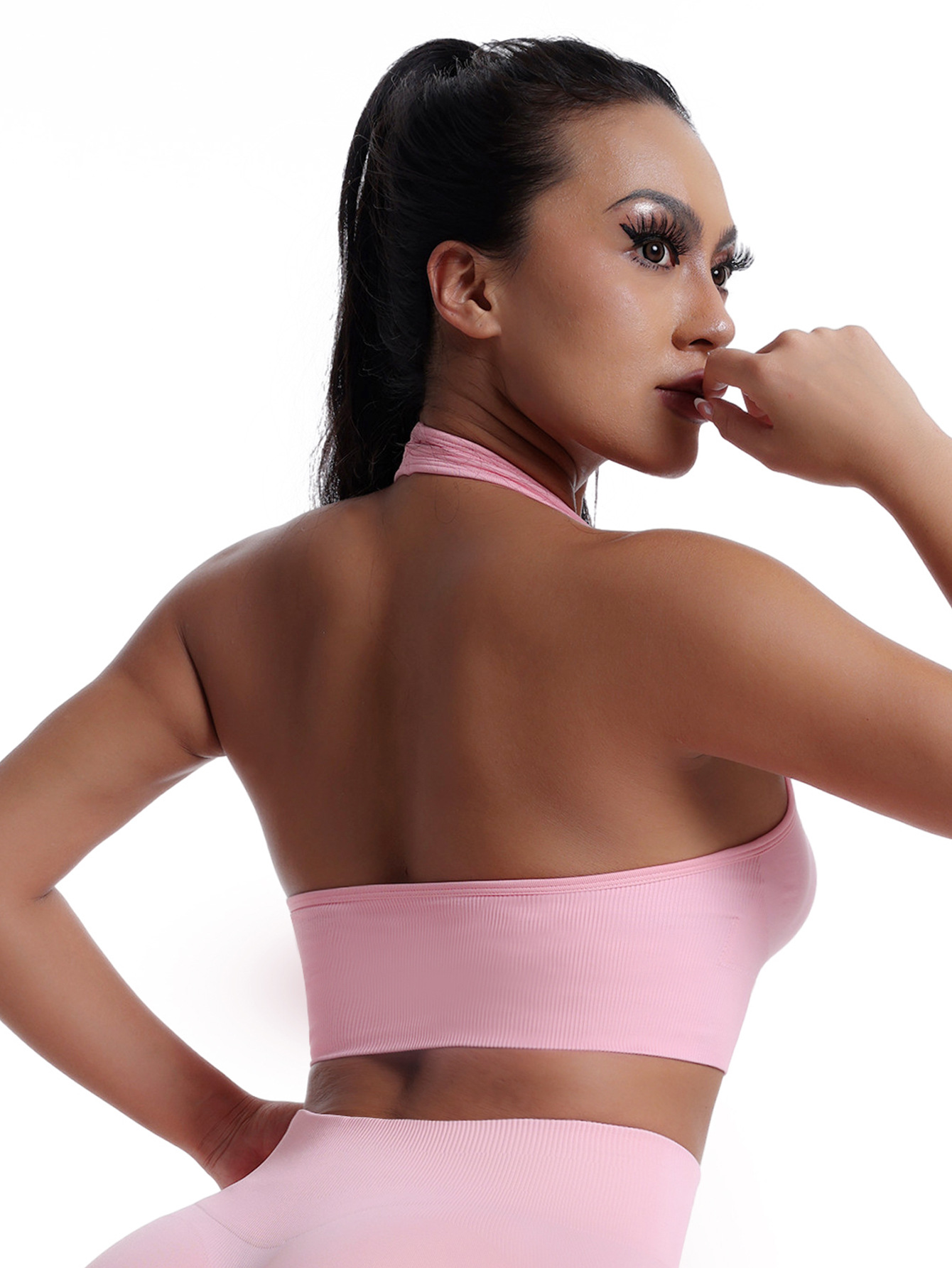 Sin costuras transfronterizas nuevos sujetadores deportivos de cuello desmontables para mujeres cojín de pecho para reunir ropa interior chaleco deportivo de yoga de color sólido