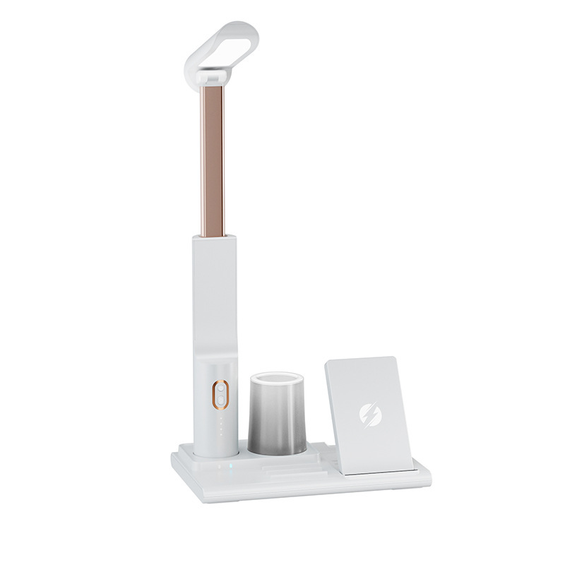 Lámpara de escritorio LED transfronteriza de carga inalámbrica titular de la pluma tres en uno teléfono móvil de carga inalámbrica de escritorio de Oficina titular de la pluma plegable luz de la noche