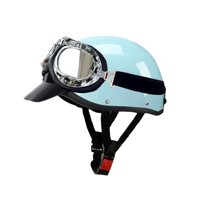 Motosiklet kaskı (dəbilqə): Electric Bicycle Motorcycle Internet Red - 3c-blue-brim-transparent-goggles-free-size-55-62-head-circumference