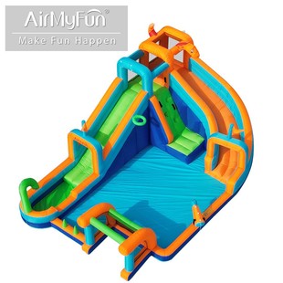 Airmyfun Large Inflatable Water Spray Double Slide Outdoor Children's Inflatable Slide Inflatable Jumping Bed Amusement Equipment