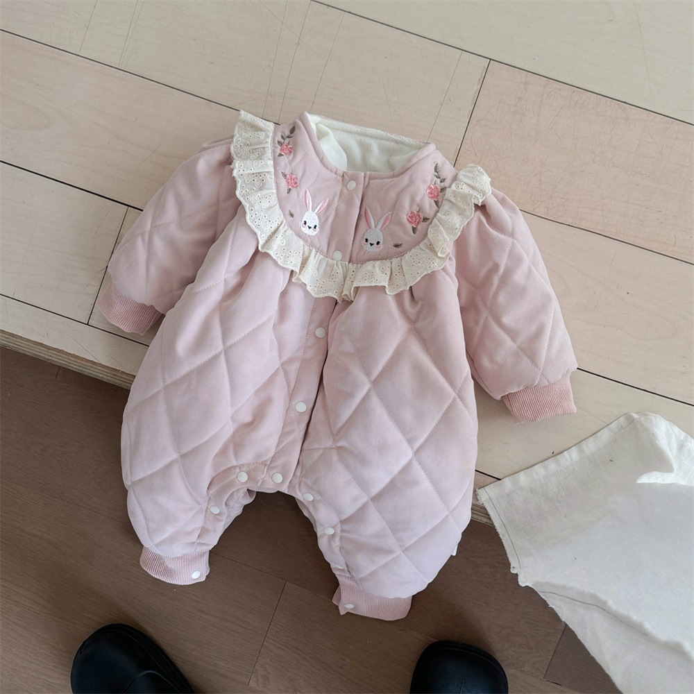 Ropa de bebé Ropa de otoño e invierno Ropa de bebé de una pieza Princesa más algodón acolchado de terciopelo Ropa de algodón súper linda para bebés Ropa de salida de invierno