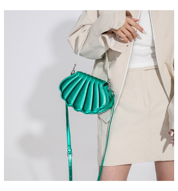 Streetwear Style Shell Shape Small Size Women's Small All Seasons Pu Leather Streetwear Shoulder Bag