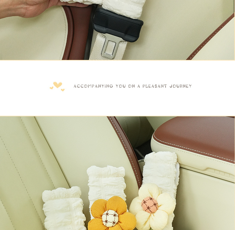 Car Seat Belt Shoulder Cover Internet Celebrity Puffy Car Soft Anti-Rein Protective Cover Goddess Car Decoration Supplies