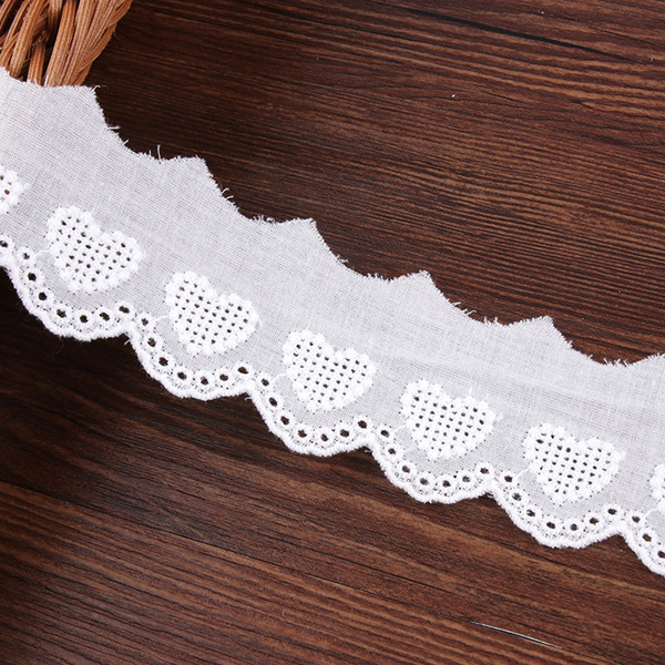 Classic cotton lace accessories 4.8cm love embroidered cotton thread…