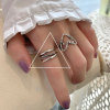 Retro fashionable ring, chain, Korean style, silver 925 sample, on index finger