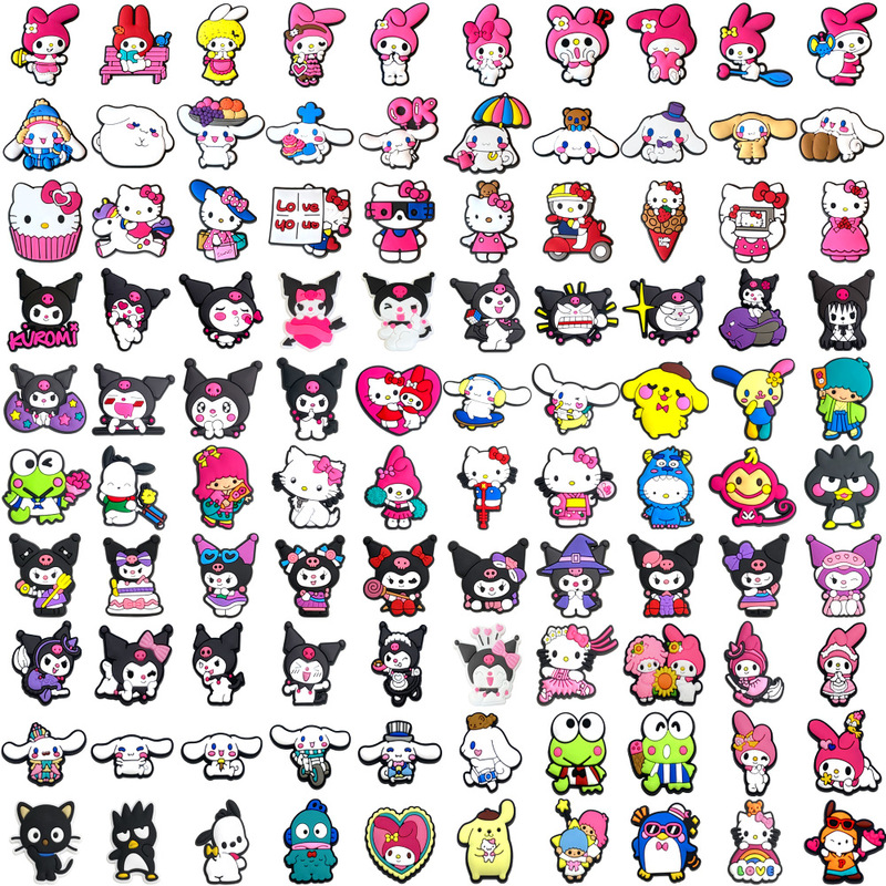 200 Melody Cinnamon Dog Kuromi Boutique Sanrio Shoe Buckles Croc Shoes Flower Kitty Cat Shoes Flower