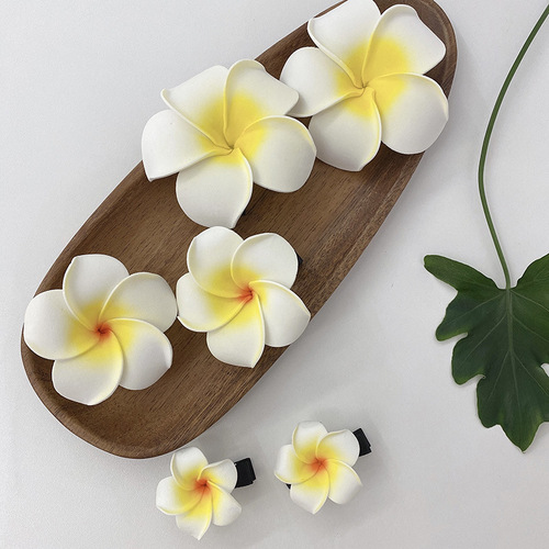Hair clip for girls, egg flower-shaped hair accessory, side clip with bangs, small yellow flower duck bill, beach hair decoration