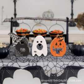 万圣节可爱鬼怪标志分层托盘装饰，木质幽灵万圣节派对氛围装饰