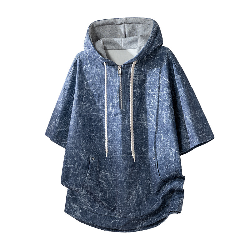 Cross-Border 2026 Summer New Men's Sweatshirt Short-Sleeve Fashion Trendy Hooded Loose Sports Couple Half-Sleeve Top Cross-Border 2026 Summer New Men's Sweatshirt Short-Sleeve Fashion Trendy Hooded Loose Sports Couple Half-Sleeve Top