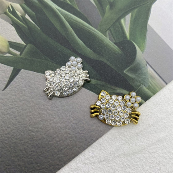 Cute cartoon cat accessories alloy diamond pearl jewelry new hairpin mobile phone case shoe flower DIY material