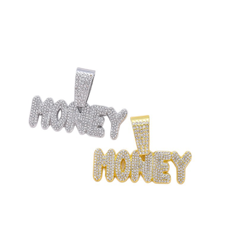 Collar cubano con cadena de diamantes estilo hip-hop callejero de aleación ecológica de nicho para hombre con la letra MONEY y personalidad masculina