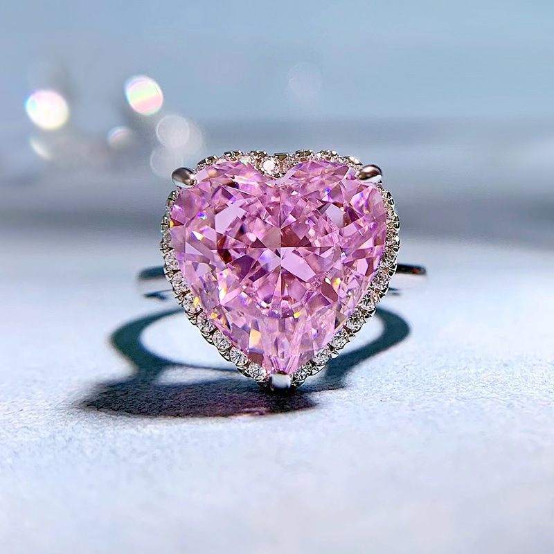 Mujing new S925 new silver powder drilling love -shaped ring female…