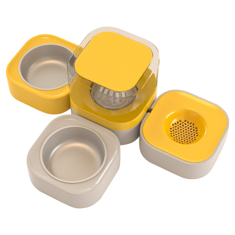 Alimentador integrado de agua potable para mascotas doble tazón tres tazón gato dispensador de agua automático protección del cuello tazón de comida para gatos vajilla para mascotas