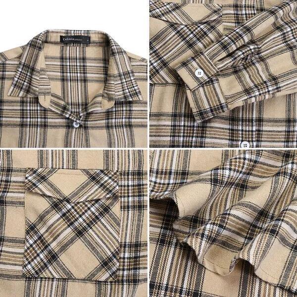 Women's Printed Plaid Plus Size Pocket Shirt Dress 11 Women's Printed Plaid Plus Size Pocket Shirt Dress