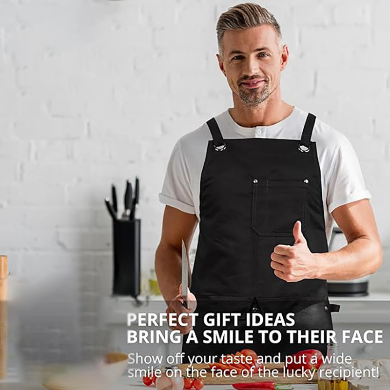 Amazon estilo europeo y americano de lona gruesa delantal logotipo personalizado barbacoa hornear carpintería trajes delantal fábrica al por mayor