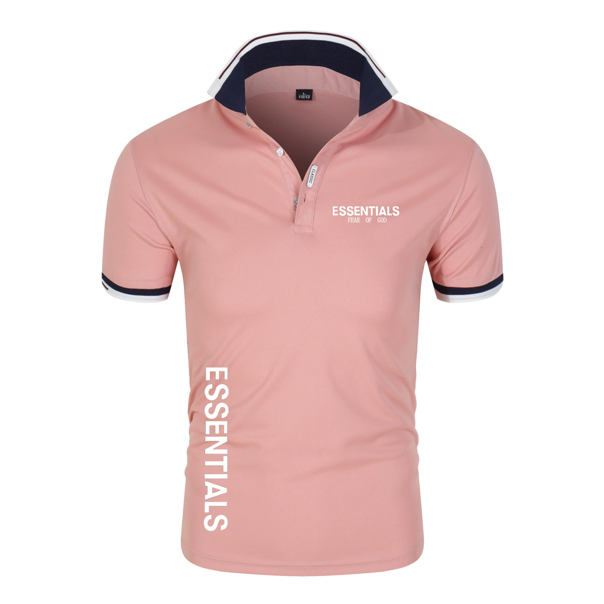 ESSENTIALS Double Line FEAR OF GOD, новая мужская рубашка-поло с воротником-стойкой, модная мужская повседневная рубашка-поло