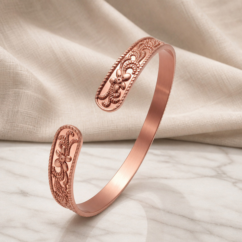 Cross-border European and American new patterned pure red copper open bracelet for women, adjustable purple copper fashion jewelry, custom-made by manufacturer Cross-border European and American new patterned pure red copper open bracelet for women, adjustable purple copper fashion jewelry, custom-made by manufacturer