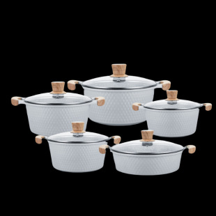 Rubber fungus double bottom 10pcs small drill BMN die-casting soup pot suit cooking pot non-stick suit silicone lid deep frying