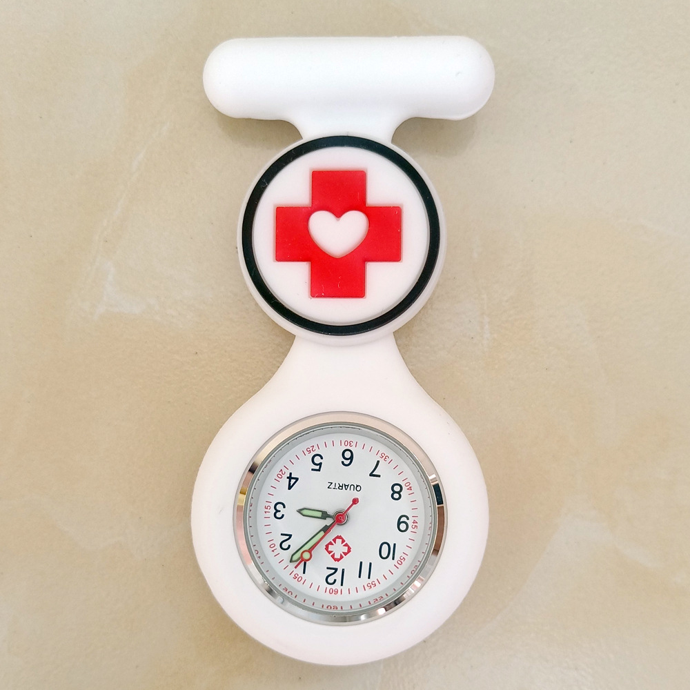 Dibujos animados lindo unisex hospital médico enfermera médico broche de silicona sólida colgando FOB bolsillo regalo reloj